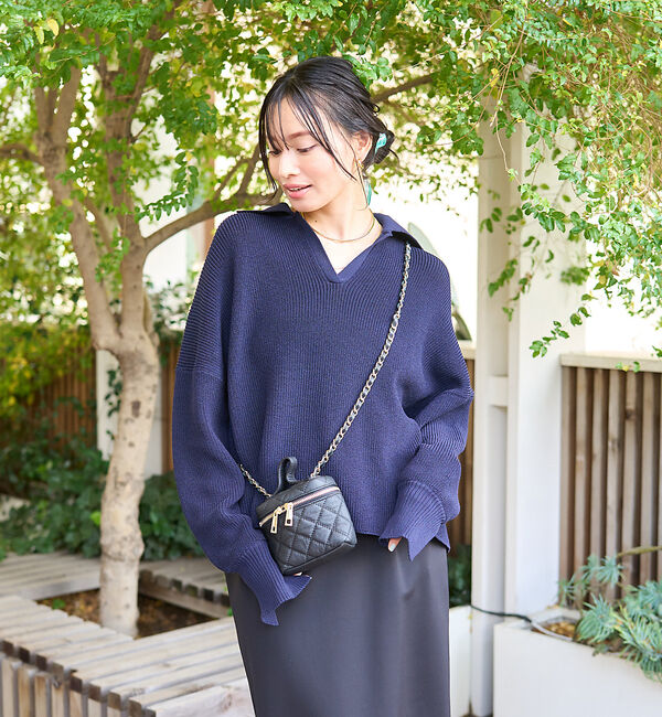 Rouge vif「衿付片畦ニットプルオーバー」|ニット・セーター|