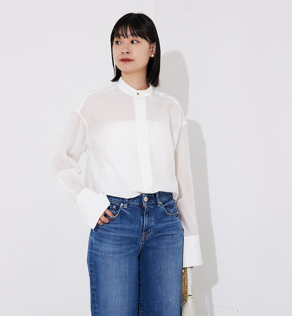 Rouge vif「ライトシアーサテンコンビシャツ」|シャツ・ブラウス|