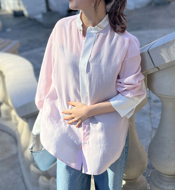 Rouge vif「ライトシアーサテンコンビシャツ」|シャツ・ブラウス|