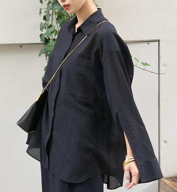 Rouge vif「【セットアップ対応】シアースリットスリーブボイルシャツ」|シャツ・ブラウス|ブラック