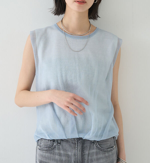 Rouge vif「レイヤードニットプルオーバーTシャツ」|ニット・セーター|サックスブルー