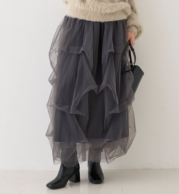 Rouge vif「【一部店舗限定】チュールフォルムスカート」|スカート|ブラック