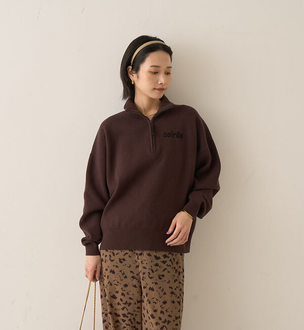 Rouge vif「ハーフジップロゴニットプルオーバー」|ニット・セーター|