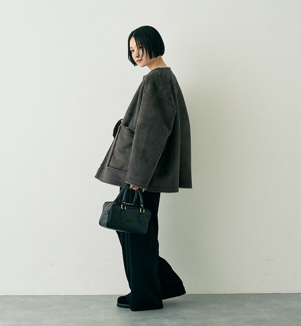 Rouge vif「【2サイズ展開】2WAYスウェードリバーシブルボアコート / ノーカラーコート」|ノーカラーコート|