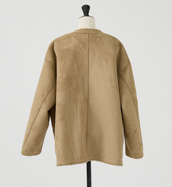 Rouge vif「【2サイズ展開】2WAYスウェードリバーシブルボアコート / ノーカラーコート」|ノーカラーコート|