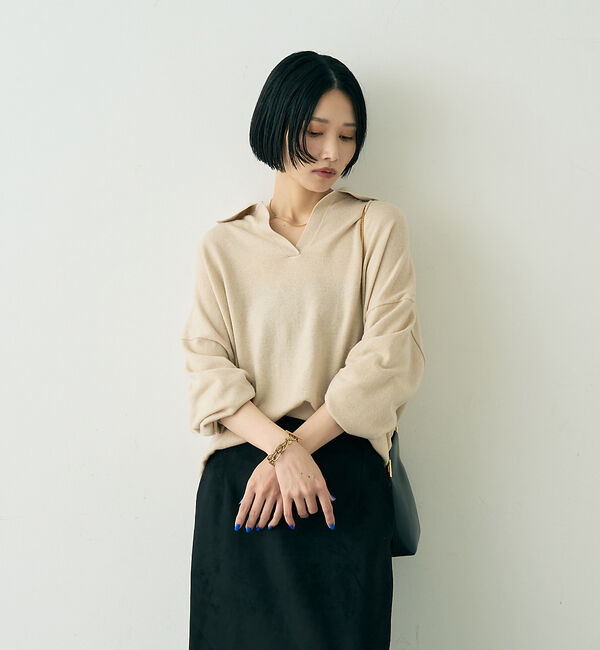 Rouge vif「カシミヤ混ウール襟付きスキッパーニット」|ニット・セーター|