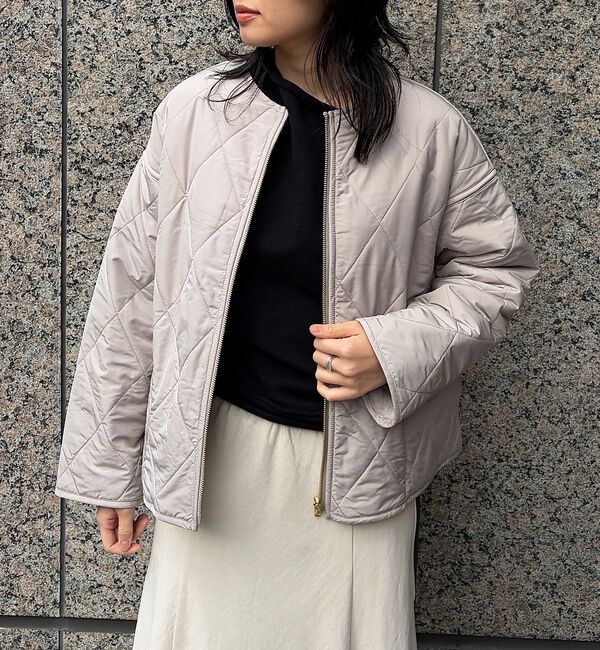 Rouge vif「リバーシブルパネトレーションファーキルトブルゾン」|ブルゾン・スタジャン|グレージュ