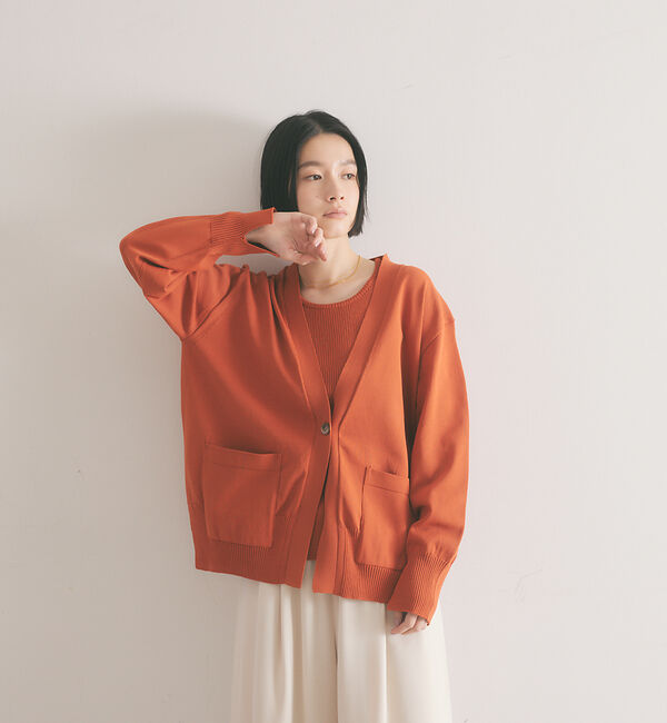 qualite「《アンサンブル対応》フォルムニットカーデ」|カーディガン|ダークオレンジ