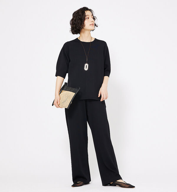 qualite「レーヨンストレッチボートネックニット」|ニット・セーター|