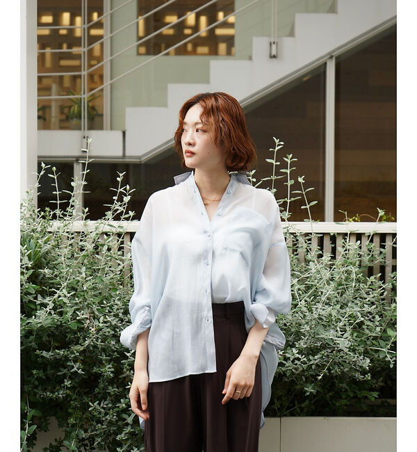 qualite「【大人シアーシャツ】バックスリットシアーシャツ【予約】」|シャツ・ブラウス|