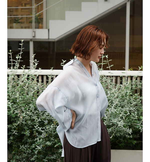 qualite「【大人シアーシャツ】バックスリットシアーシャツ【予約】」|シャツ・ブラウス|