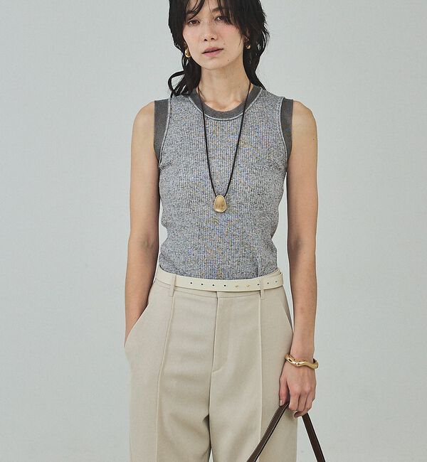 qualite「シアーミックスリブノースリーブ」|キャミソール|