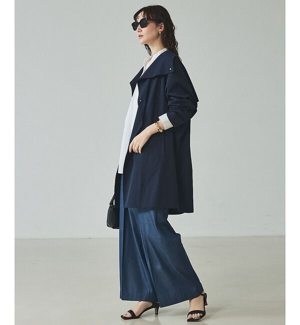 qualite「ネイビー数点入荷！在庫あるのみ！【大人のスプリングコート】オーバースタンドコート」|トレンチコート|