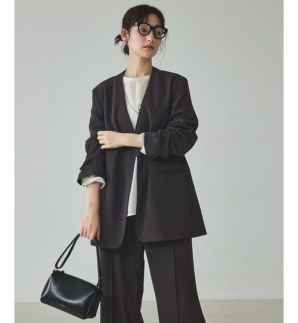 qualite「【UVカット/ストレッチ/セットアップ対応】ドライカルゼノーカラージャケット」|ノーカラージャケット|