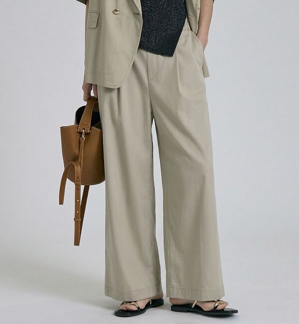 qualite「【接触冷感＆セットアップ対応】ライトデニムパンツ」|その他|ベージュ