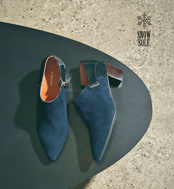 AU BANNISTER「【スノーソール】切り替しブーティー」|ショートブーツ|ネイビー