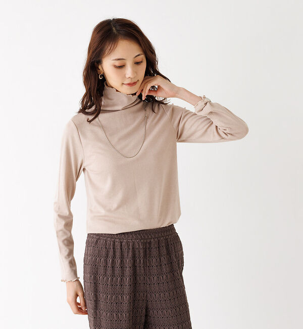 abahouse mavie「メロウハイネックプルオーバー」|Tシャツ・カットソー|スモークピンク