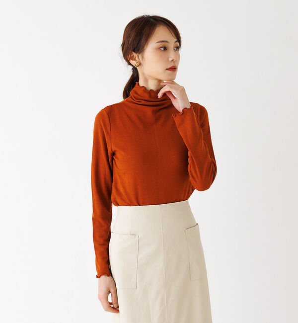 abahouse mavie「メロウハイネックプルオーバー」|Tシャツ・カットソー|ダークオレンジ