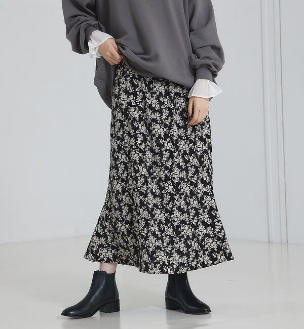 abahouse mavie「ベロア&プリントマーメイドスカート」|スカート|