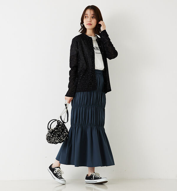 abahouse mavie「【アンサンブル対応】スパンコールシアーニットシャツ」|ニット・セーター|