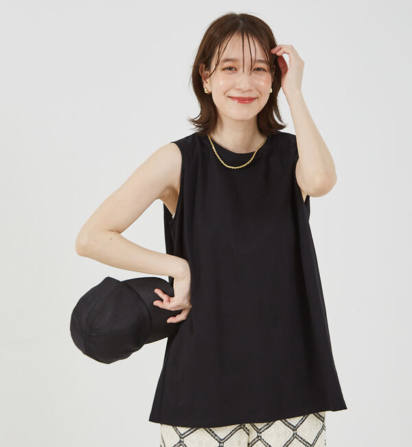 abahouse mavie「バックスリットノースリ」|Tシャツ・カットソー|ブラック