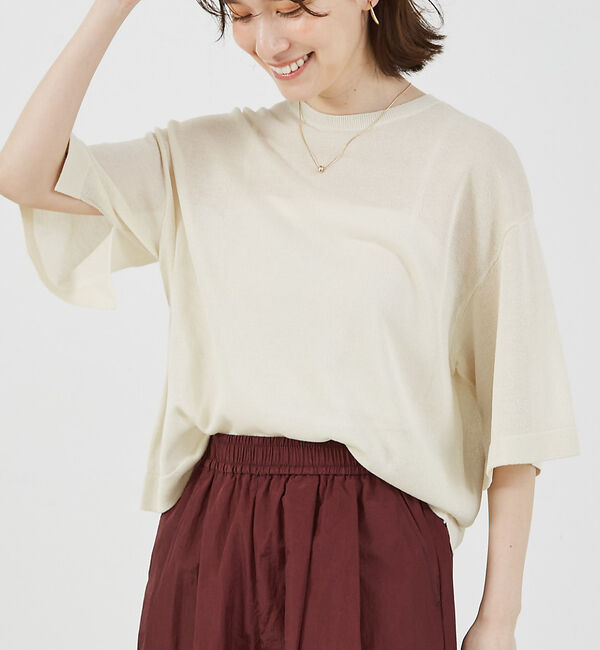 abahouse mavie「シアーニットプルオーバー」|ニット・セーター|オフホワイト