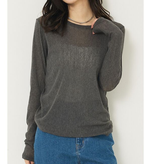 abahouse mavie「ソフトチュールロンT」|Tシャツ・カットソー|チャコールグレー