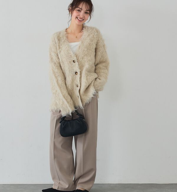 abahouse mavie「【スタッフ人気No1】シャギー起毛カーディガン/ニット/軽量/ガーリー/ふわふわ」|カーディガン|
