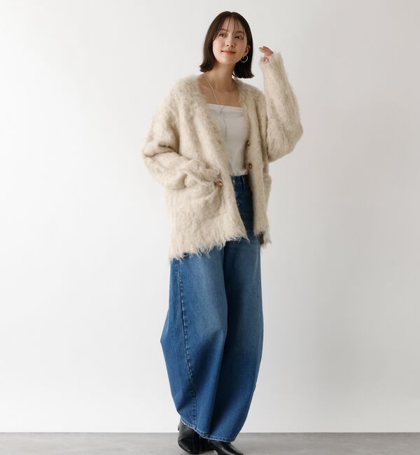 abahouse mavie「【スタッフ人気No1】シャギー起毛カーディガン/ニット/軽量/ガーリー/ふわふわ」|カーディガン|