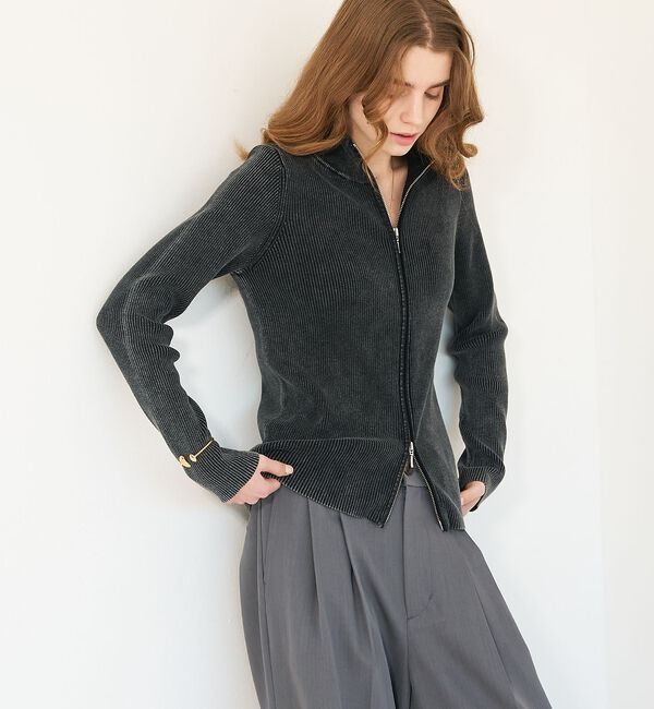 abahouse mavie「Wジップリブハイネックカーデ」|カーディガン|