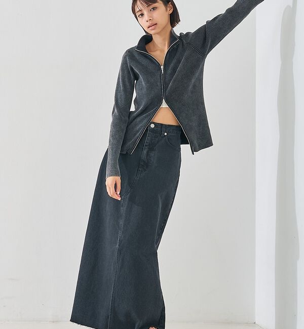 abahouse mavie「Wジップリブハイネックカーデ」|カーディガン|