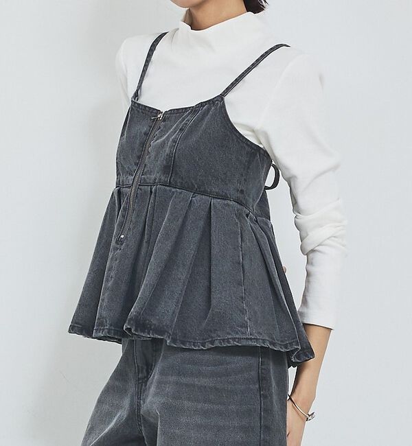 abahouse mavie「ウォッシュドデニムキャミ/レイヤード/バックリボン/春服/夏服」|キャミソール|グレー