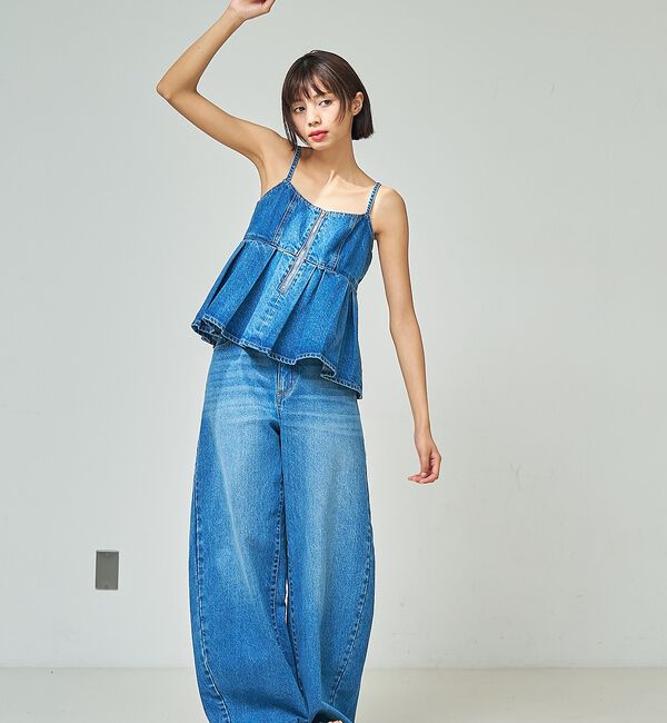 abahouse mavie「ウォッシュドデニムキャミ/レイヤード/バックリボン/春服/夏服」|キャミソール|