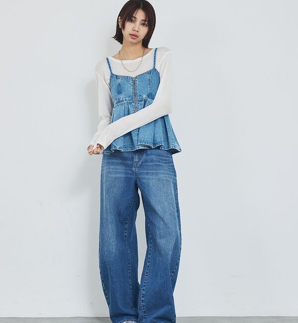 abahouse mavie「ウォッシュドデニムキャミ/レイヤード/バックリボン/春服/夏服」|キャミソール|