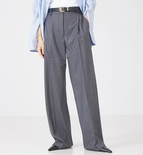 The Store by C' 「【COCUCA】ピンストライプタックパンツ」|スラックス|グレー系その他1