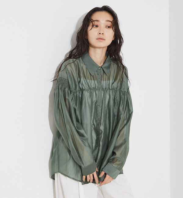 NOMINE「シアー シャーリング シャツ」|シャツ・ブラウス|グリーン