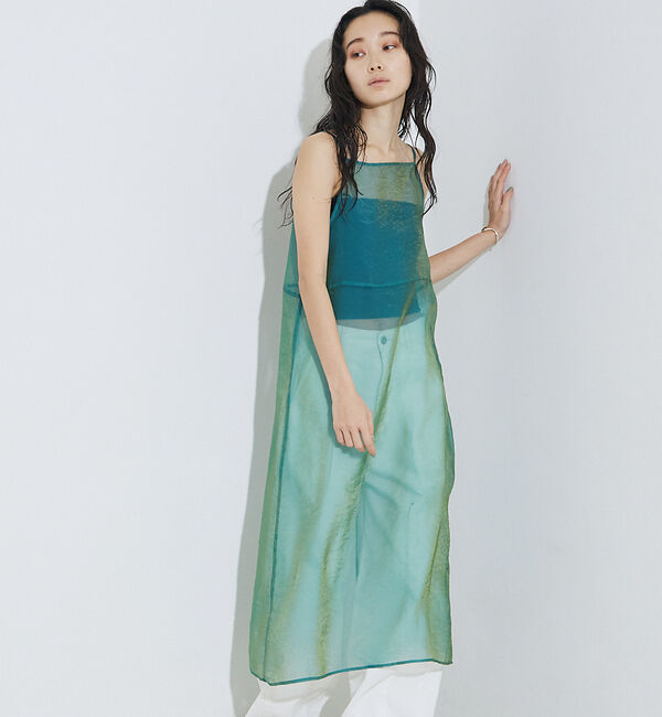 NOMINE「【前後着用可】無地 2WAY シアー キャミソール  ワンピース」|ワンピース|エメラルドグリーン