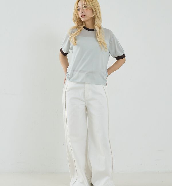 NOMINE「サイドライン ワイド デニムパンツ」|デニム|