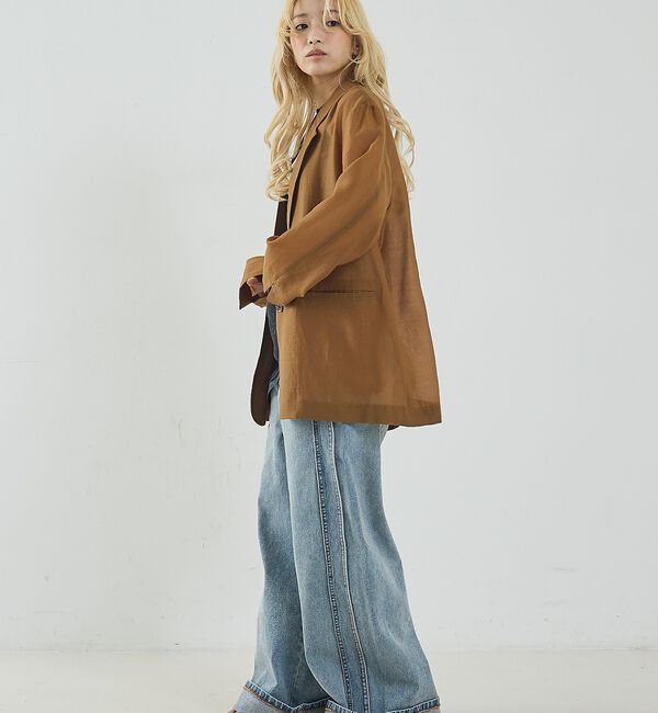 NOMINE「サイドライン ワイド デニムパンツ」|デニム|