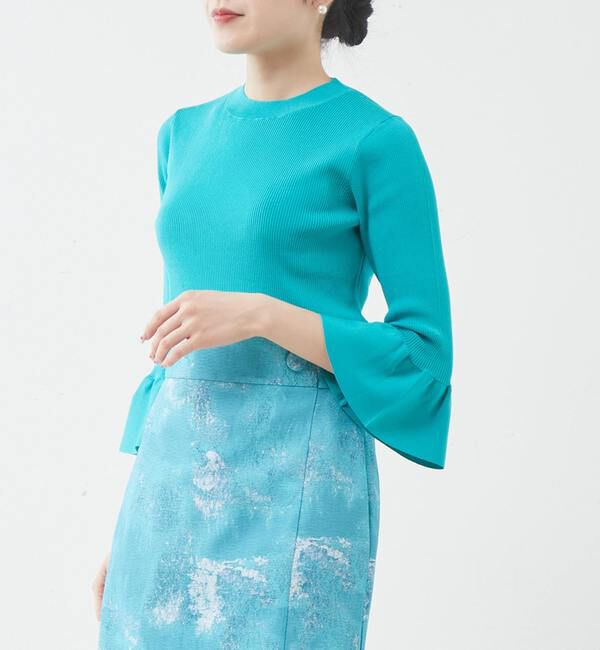 TIARA「ベルスリーブリブニット」|ニット・セーター|グリーン