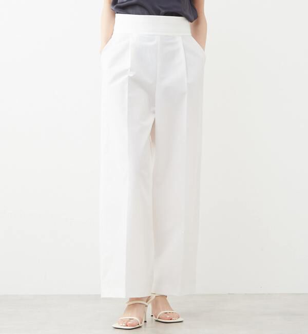 TIARA「センタープレスワイドパンツ」|スラックス|ホワイト