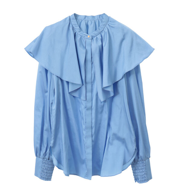 TIARA「ボリュームギャザーカラーブラウス」|シャツ・ブラウス|ブルー