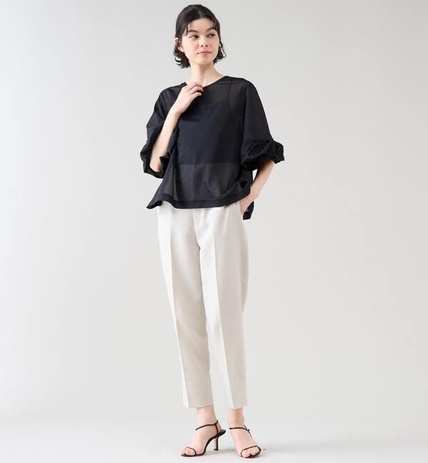 TIARA「ベルテッドハイウエストテーパードパンツ（セットアップ可）」|スラックス|