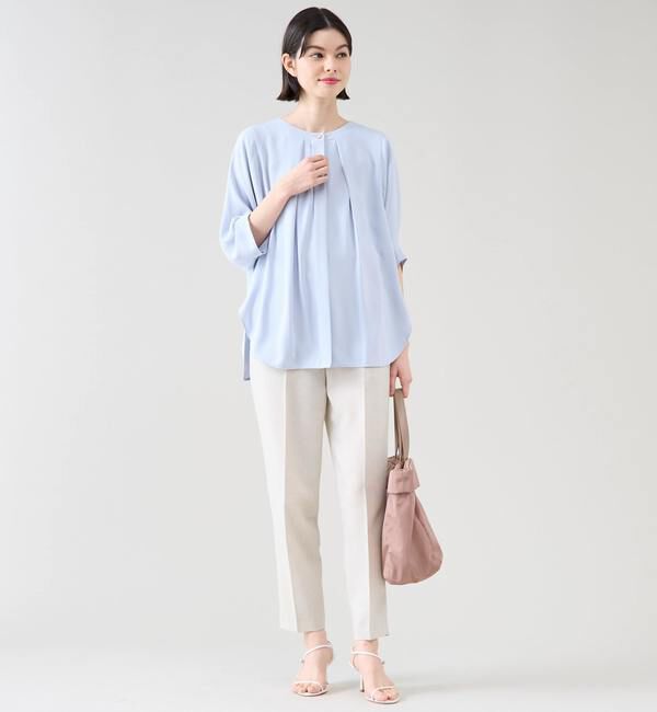 TIARA「ベルテッドハイウエストテーパードパンツ（セットアップ可）」|スラックス|