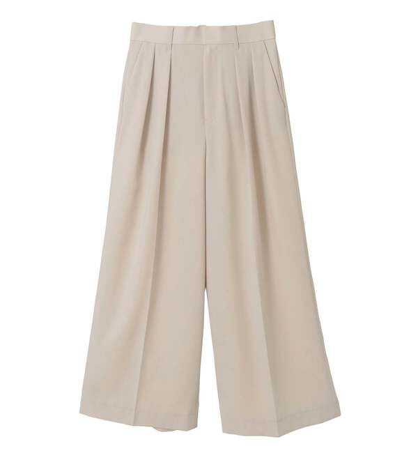 TIARA「2タックワイドパンツ」|スラックス|ベージュ