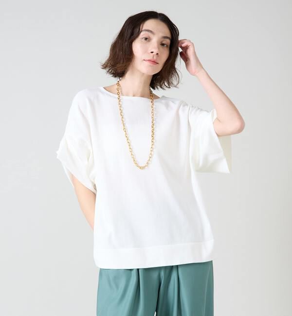 Liesse「袖サテンニット」|ニット・セーター|オフホワイト