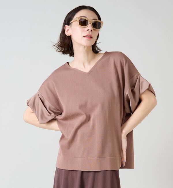 Liesse「袖サテンニット」|ニット・セーター|モカ