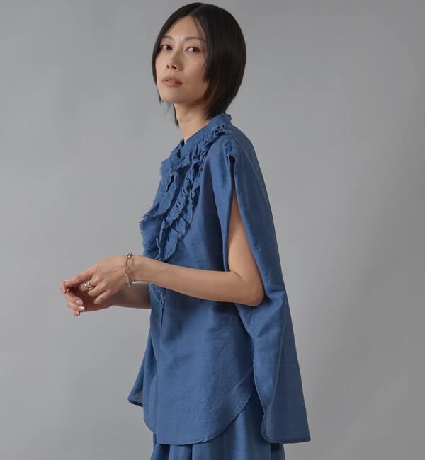 Liesse「テンセルシアーデニムフリルブラウス」|シャツ・ブラウス|