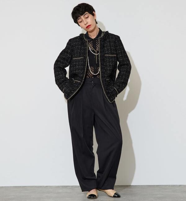 Liesse「ブレード使いノーカラーツイードジャケット」|ノーカラージャケット|