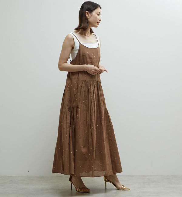Soffitto「インド綿ドット刺繍キャミティアードワンピース」|ワンピース|